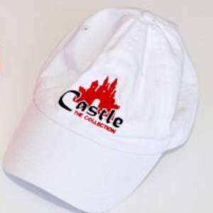 Castle Baseball Hat  White / Red Black Logo